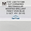 3.13CT VS1 EX VG RECTANGULAR FANCY VIVID BLUE CVD IGI lab created diamonds LG617411388丨Messigems