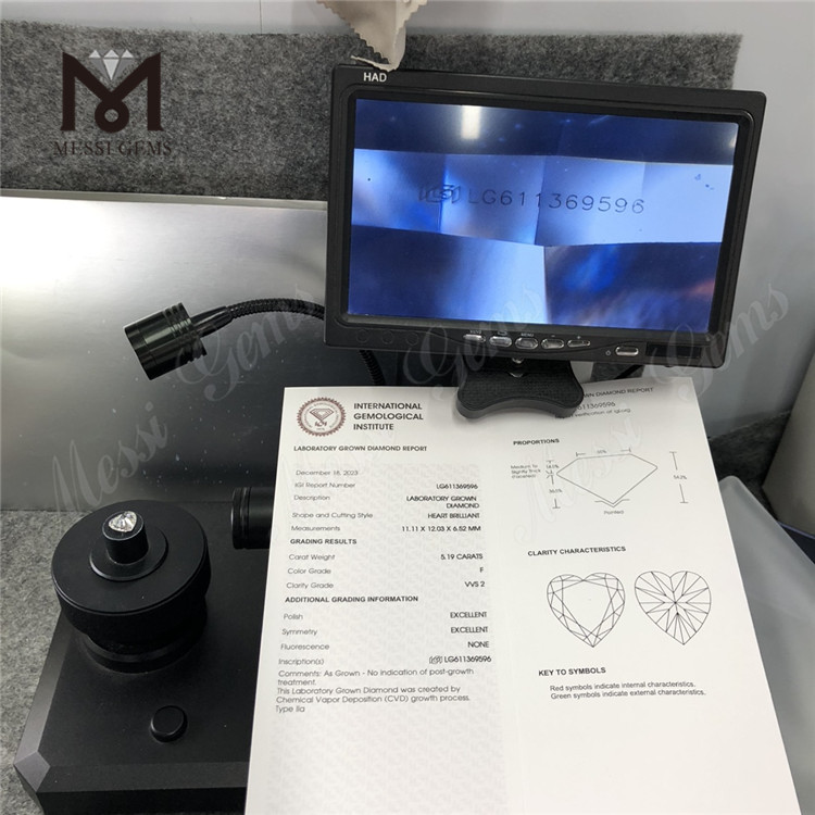 5.19CT F HS VVS2 CVD best price on lab grown diamonds LG611369596丨Messigems
