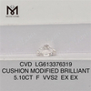 5.10CT F VVS2 CVD best quality cushion lab diamonds LG613376319