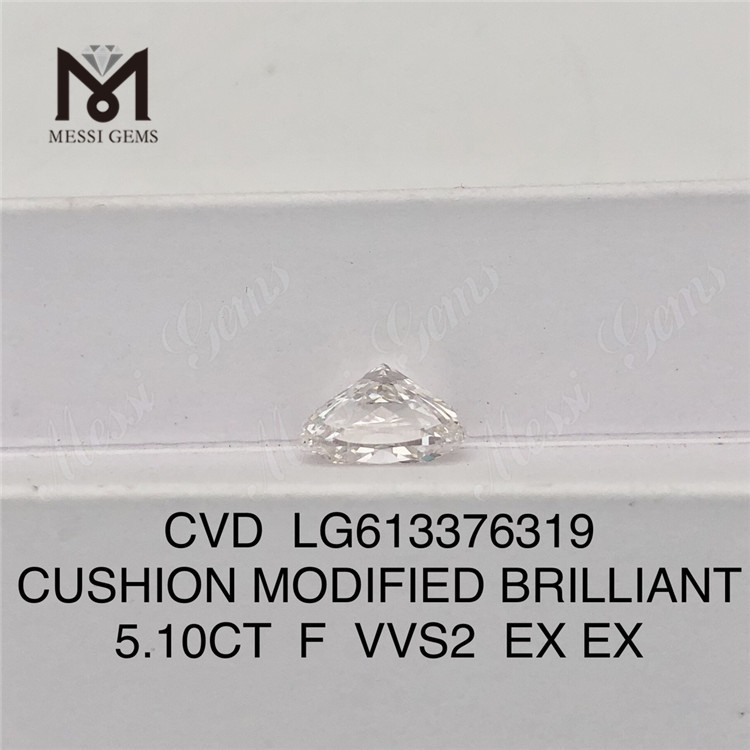 5.10CT F VVS2 CVD best quality cushion lab diamonds LG613376319