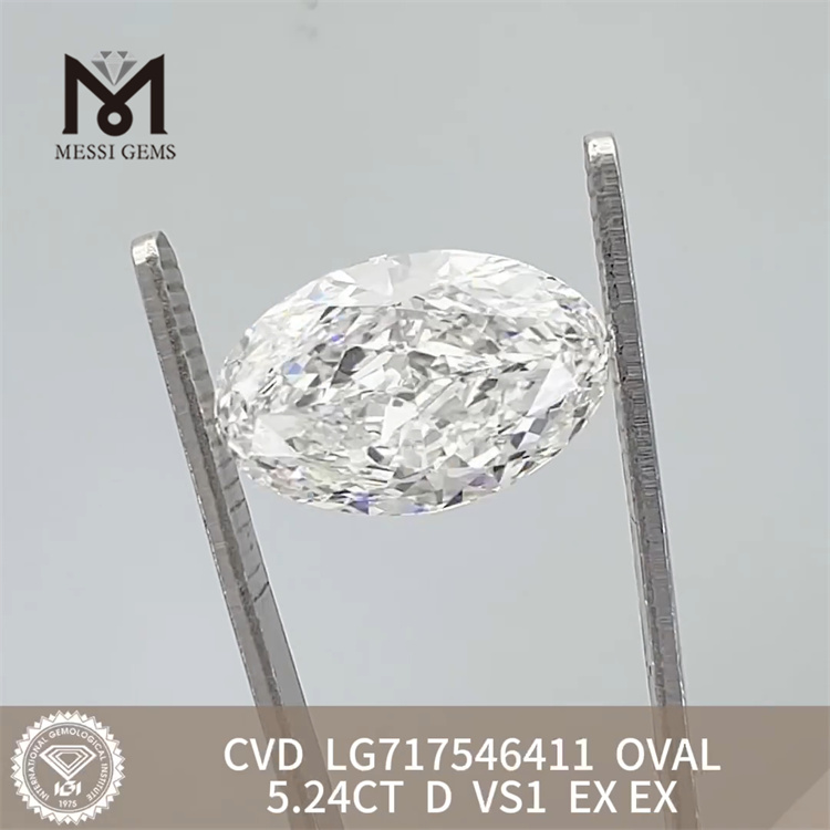 5.24CT D VS1 OVAL diamond labs EX EX CVD LG717546411 