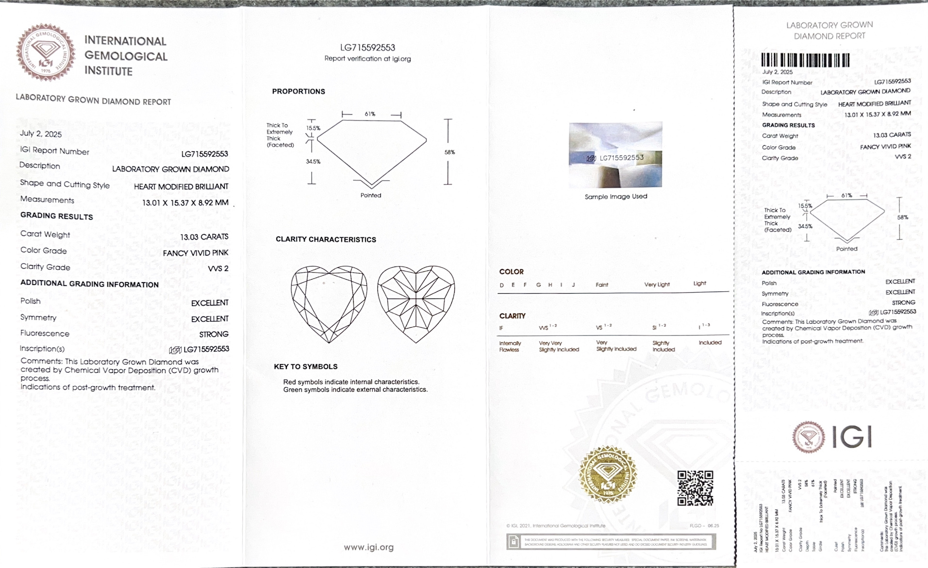 13ct vvs2 pink hs igi diamond labs