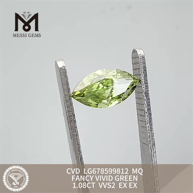 1.08CT MQ FANCY VIVID GREEN LAB DIAMOND VVS2 EX EX CVD LG678599812