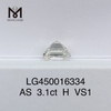 3.10ct AS CUT H VS1 lab grown asscher diamond