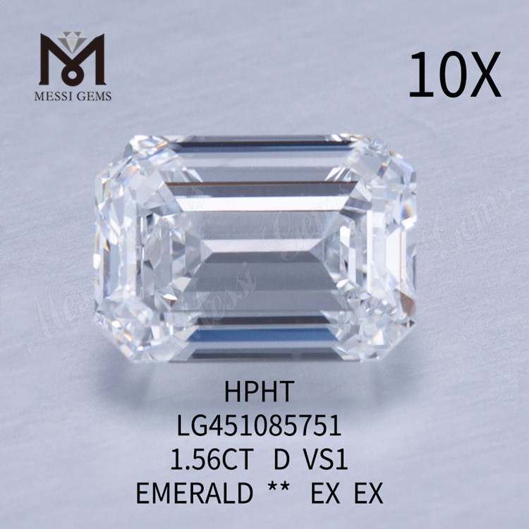 1,56 Karat d Hpht VS1 Emerald Cut Labor Diamanten