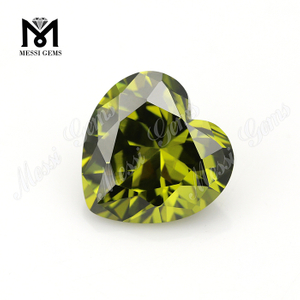  Loose Gemstone Heart cut 9mm Color play or fire Olive cubic zirconia 