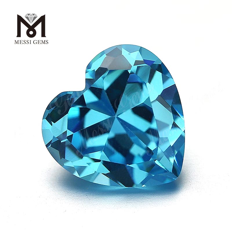  Loose Gemstone Heart cut 9mm Aquamarine cubic zirconia stones 