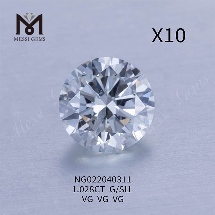 G 1.028ct SI1 white Lab Grown Diamond stone Round EX CUT