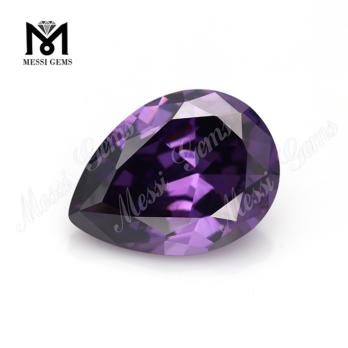 Large size pear shape 15x20mm amethyst synthetic cubic zirconia price 