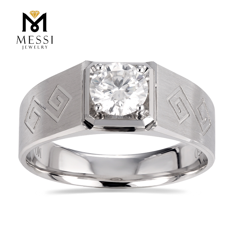 1 carat white gold fashion moissanite men ring
