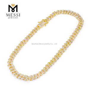 20inch 925 sterling silver moissanite gemstone cuban chain link