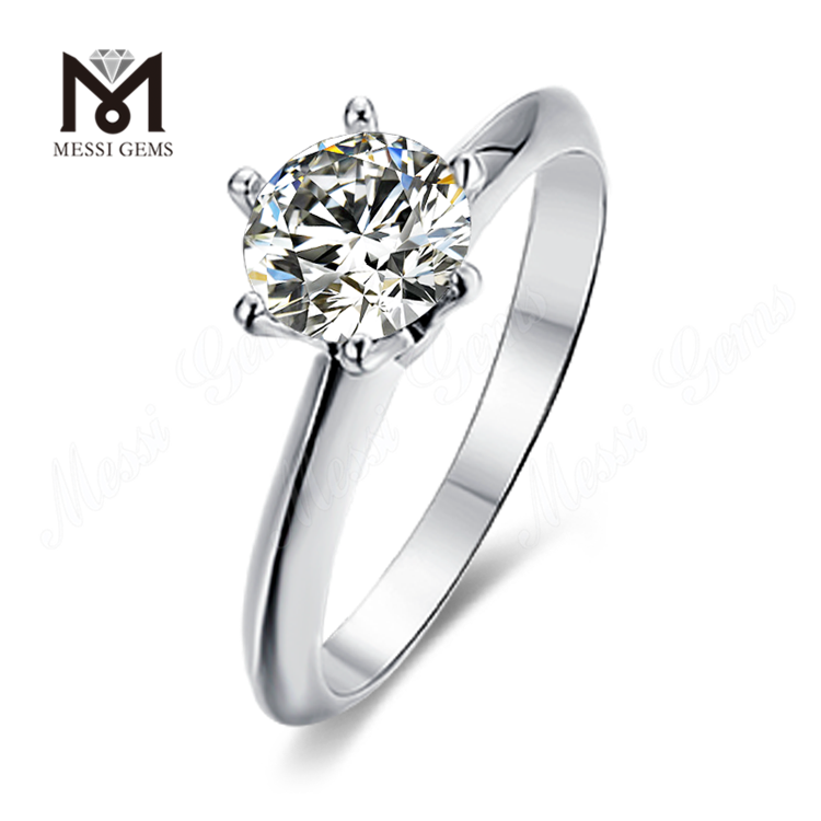 Messi Gems simple 1-3ct DEF moissanite 925 silver woman daily wear silver ring