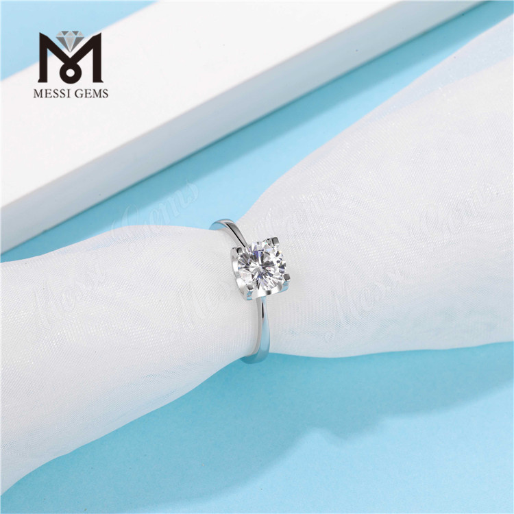 Messi Gems Engagement 1 Carat Moissanite Diamond 925 Sterling Silver Rings Femmes pour le mariage