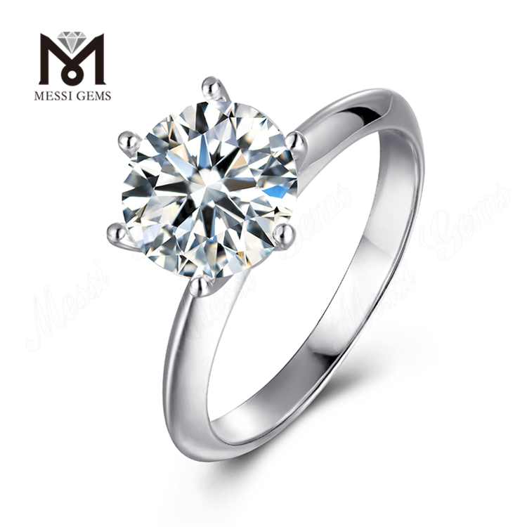 Messi Gems sterling silver 925 ring jewelry 14k gold plating woman gift 3ct moissanite diamond ring
