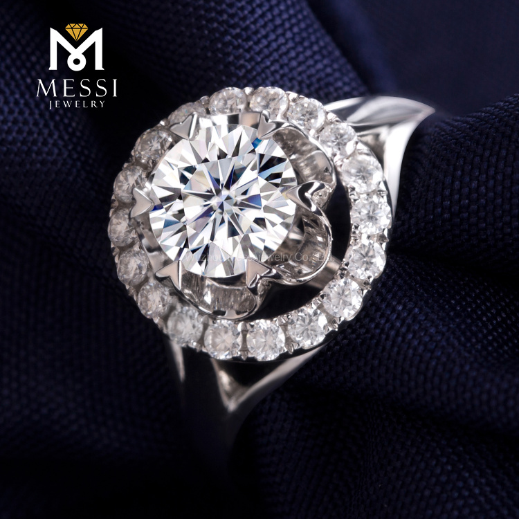 1Carat VVS DEF white diamond flower 14k 18k white gold engagement wedding lab diamond ring