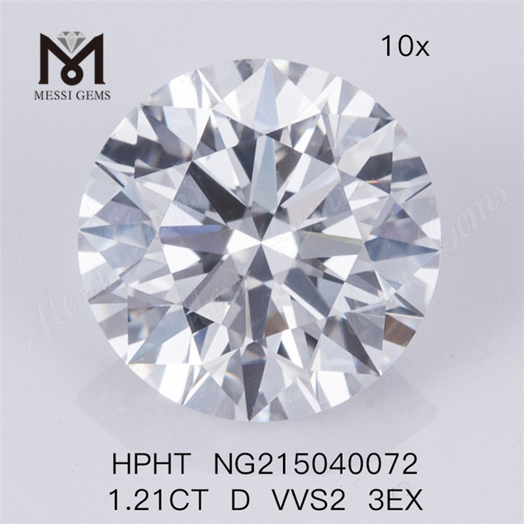 HPHT 1.21CT D VVS2 3EX synthetic diamond round cut