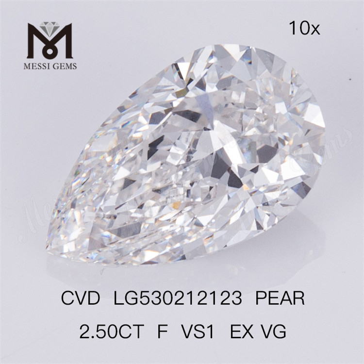 2.50CT F VS1 EX VG Lab Grown Diamond CVD Pear Lab Diamond 