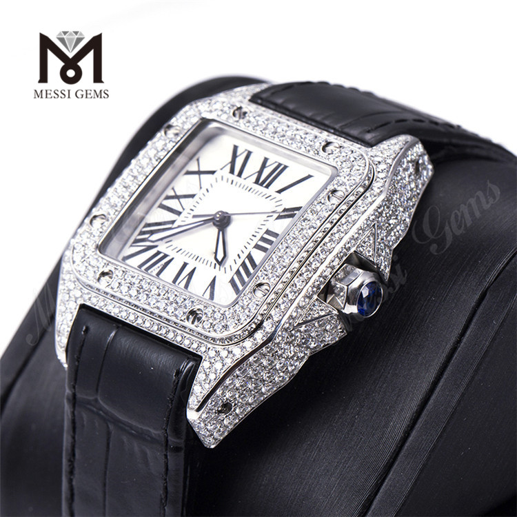 Custom Design Men Woman Luxury Hand Set Iced Out Moissanite Watch