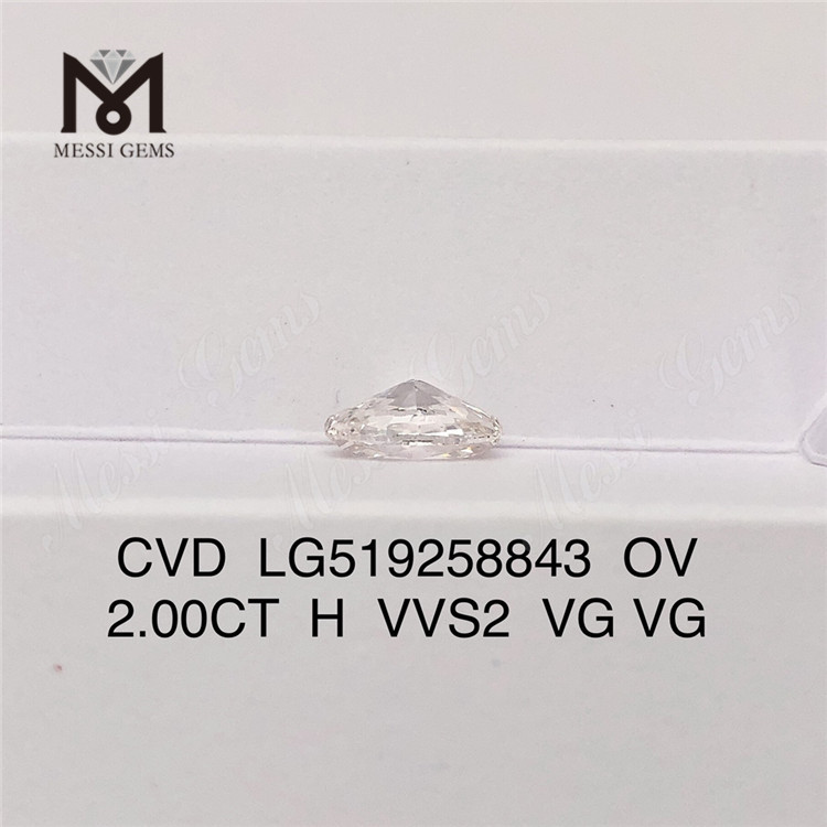 2.00ct Oval H Color HPHT vvs Synthetic Diamond VG VG