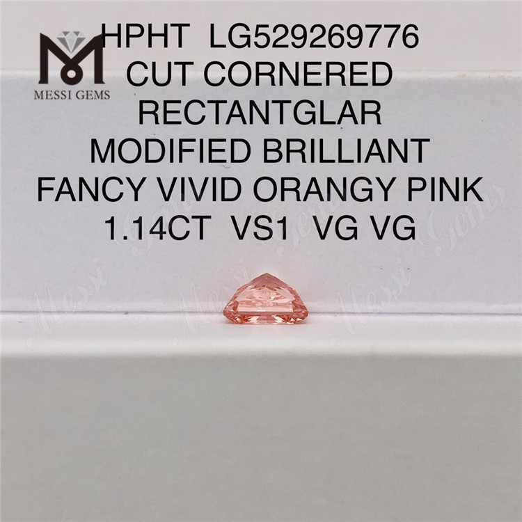 1.14CT RECTANTGLAR CUT PINK VS1 VG VG LG529269776 lab diamond HPHT
