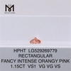 1.15CT RECTANGULAR FANCY INTENSE ORANGY PINK VS1 lab diamond HPHT LG529269779