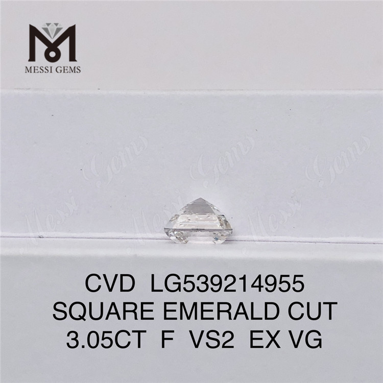 3.05ct F vs2 cheap loose lab diamond asscher cut lab grown diamond