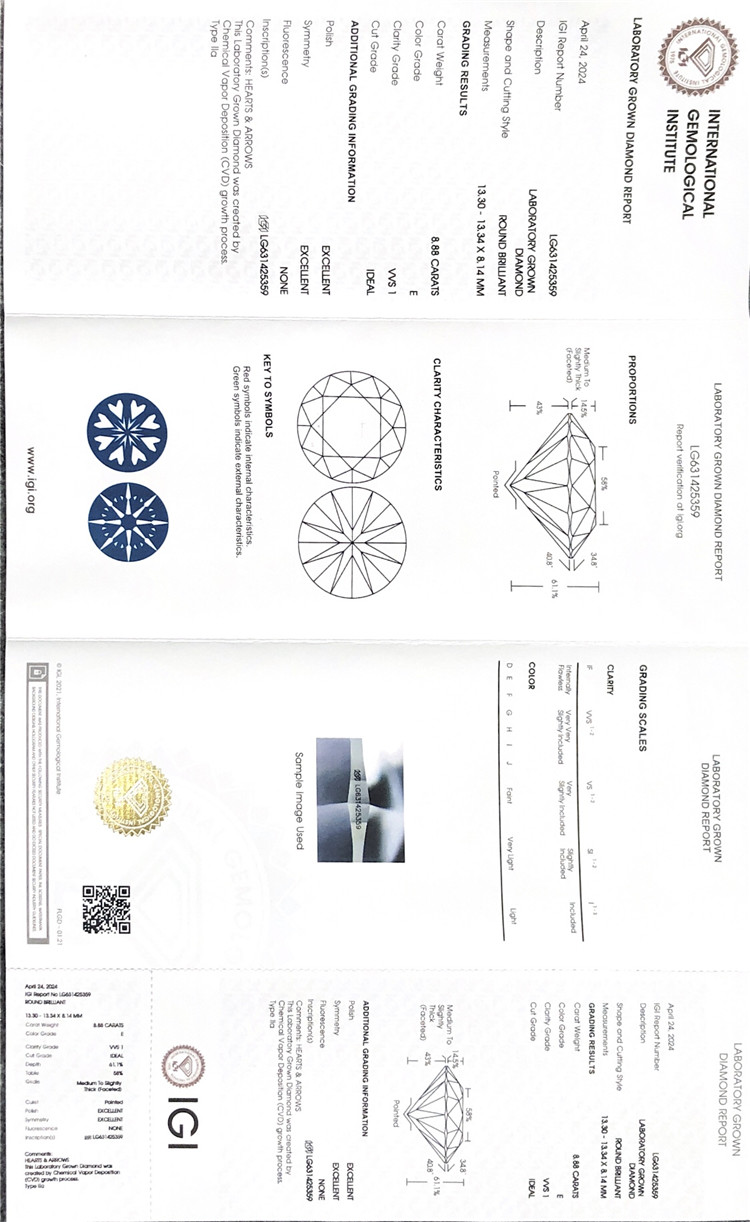 8ct round laboratory diamonds