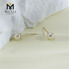 Gold de 18k 4-5 mm Elegantes Pendientes de perlas de novia para bodas