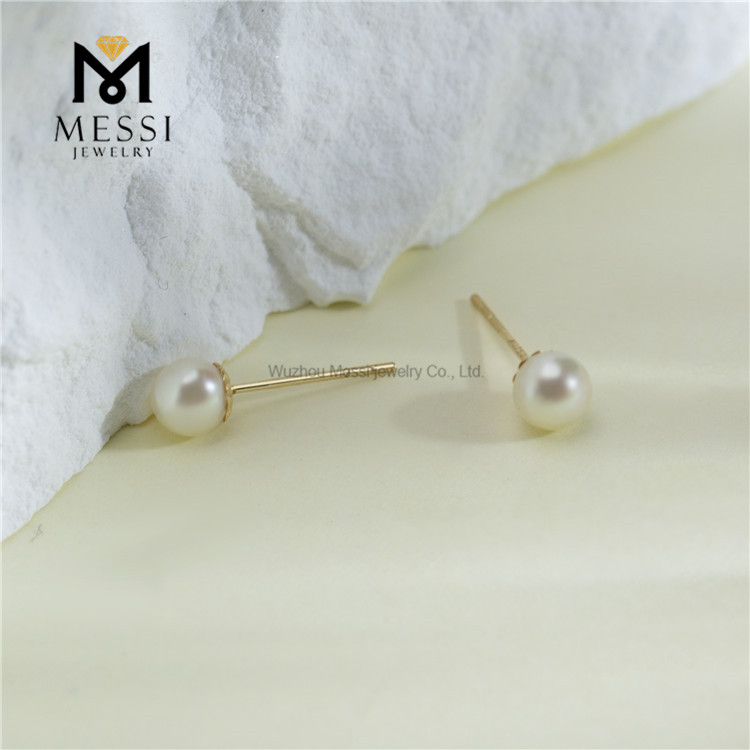 Gold de 18k 4-5 mm Elegantes Pendientes de perlas de novia para bodas