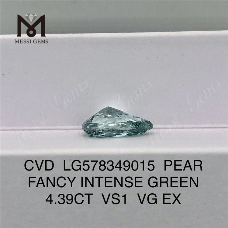 4.39CT PEAR FANCY INTENSE GREEN VS1 VG EX CVD Green Diamond LG578349015
