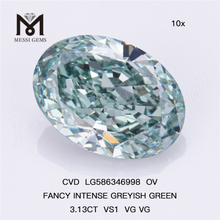 3ct Oval Fancy Green Diamond OV FANCY INTENSE GREYISH GREEN CVD LG586346998 