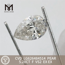 5.28CT F VS2 Pear IGI Certified Diamonds CVD LG626484514丨Messigems