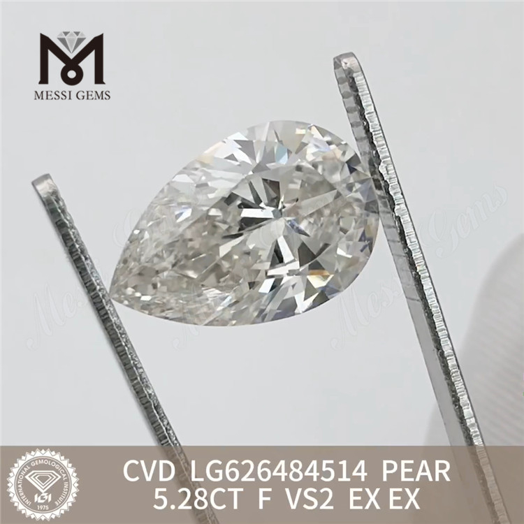 5.28ct F vs2 Diamond certificati per pera CVD LG626484514 丨 Messigems