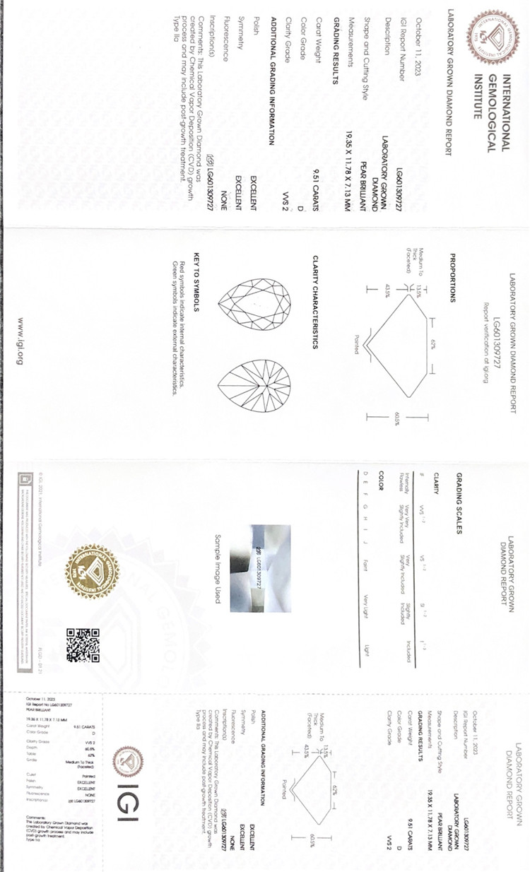 9.51ct loose grown diamond igi