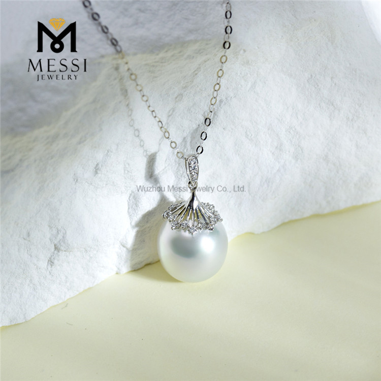 10-12mm Elegant S925 Silver Seawater White pearl necklace