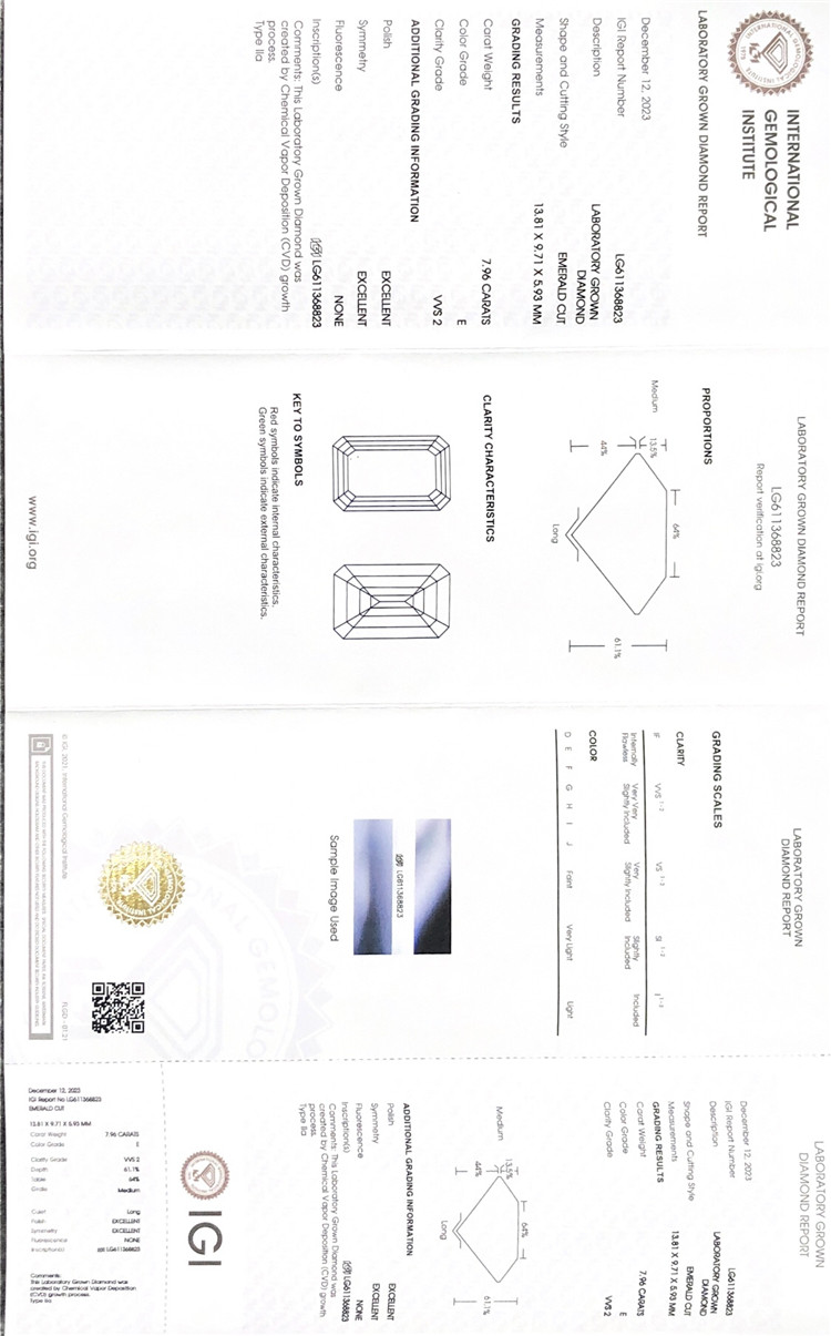 8ct igi lab produced diamonds