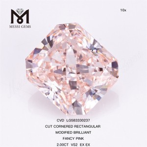 2.00CT VS2 EX EX CUT RECTANGULAR FANCY PINK Lab Grown Pink Diamond CVD LG583330237
