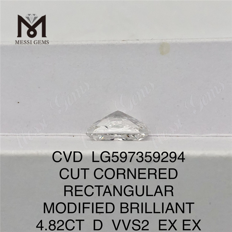 4.82 Carat Lab Grown Diamond D VVS2 RECTANGULAR Cut CVD LG597359294 丨Messigems