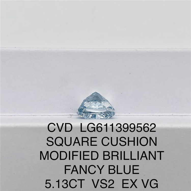 5.13ct Fancy Blue Vs2 Square Loose Diamond CVD LG611399562 