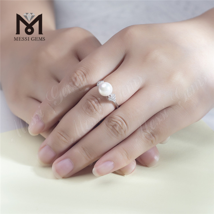 pearl silver ring for women