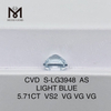 5.71CT VS2 AS LIGHT BLUE synthetic diamonds for sale 丨Messigems CVD S-LG3948 