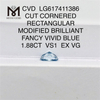 1.88CT VS1 EX VG CVD RECTANGULAR FANCY VIVID BLUE factory diamonds LG617411386丨Messigems