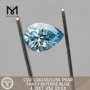 4.30CT PEAR best simulated diamond VS2 FANCY INTENSE BLUE丨Messigems CVD LG614321256 