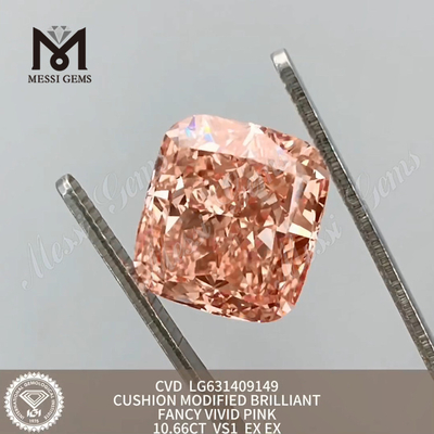10.66ct vs1 Fancy vivid pink Cushion lab grown diamond