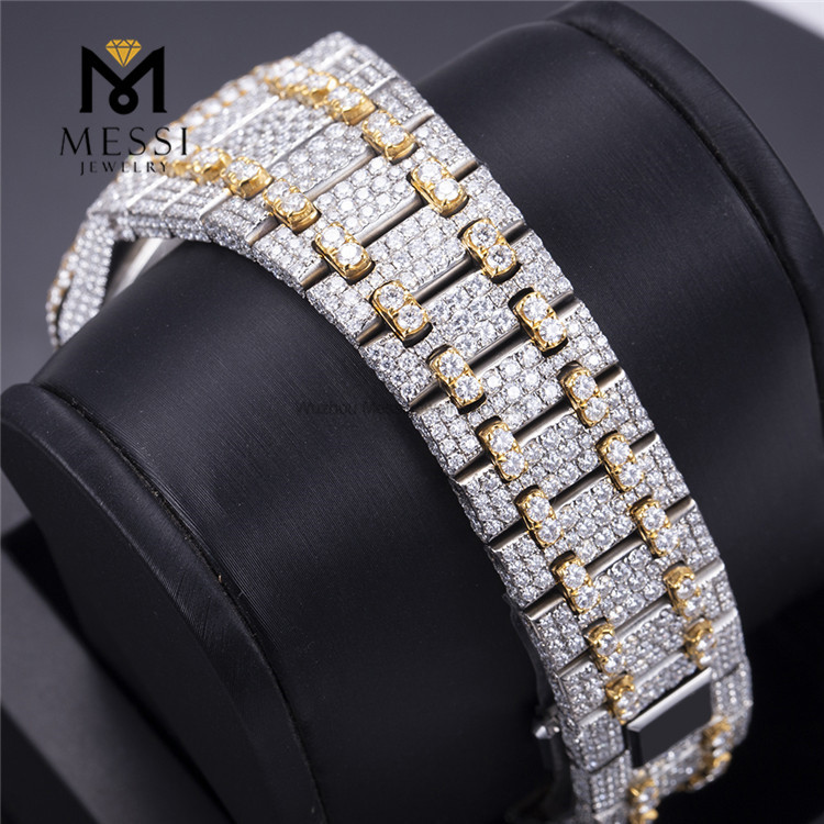 iced out mens moissanite watch