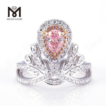 14k 18k White Gold Eco-Friendly Choice Lab Grown Diamond Pink Pear Shape Ring