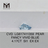 4.17CT PEAR FANCY VIVID BLUE SI1 CVD 4ct factory diamonds LG617411359