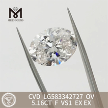 5.16CT Oval Cut Simulerede Diamonds F Color vs1 Ex Ex CVD LG583342727 