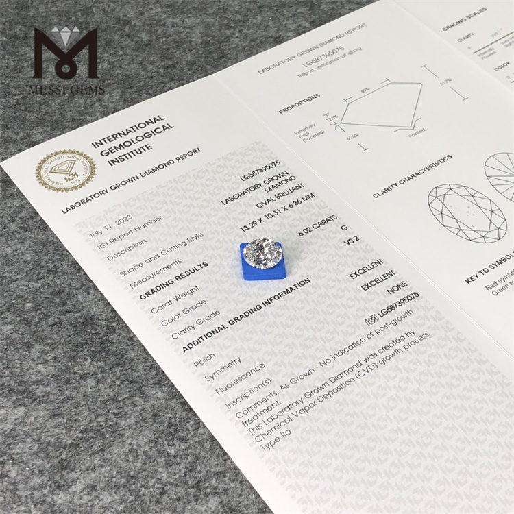 6.02ct G VS2 OV CVD solve Lab Diamond LG587395075 