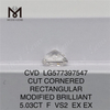 5.03CT RECTANGULAR F VS2 EX EX CVD simulated diamond LG577397547